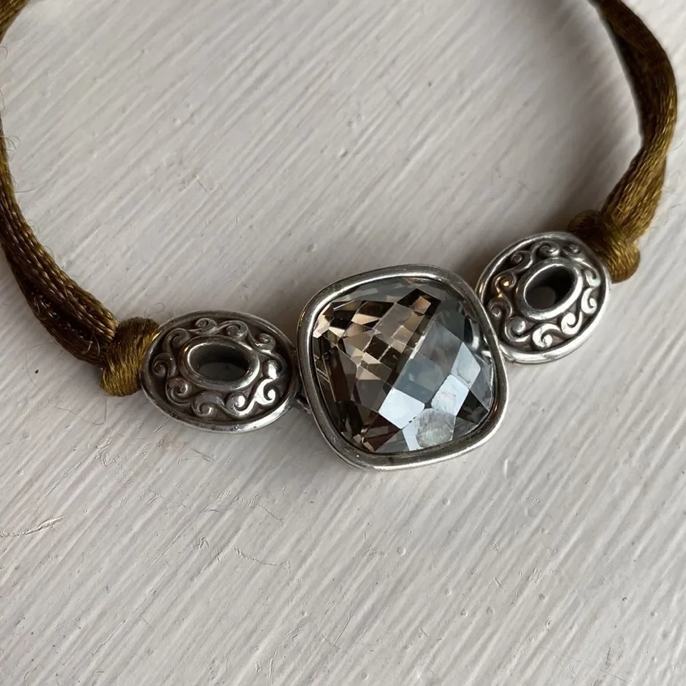 BRIGHTON‎ smoky topaz Venus rising silver and corded bracelet